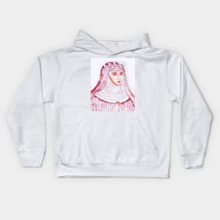 Hildegard of Bingen Portrait | Hildegard of Bingen Artwork | Line Art Kids Hoodie